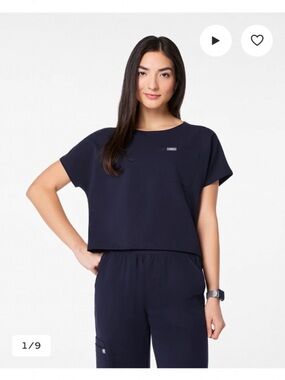 Women's Navy Short-Sleeve Crop Top